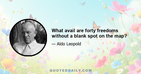 What avail are forty freedoms without a blank spot on the map?