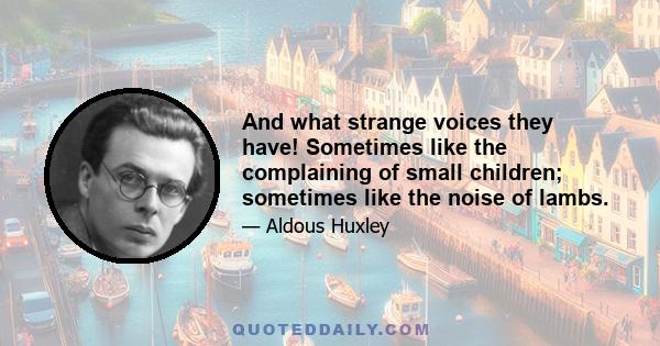 And what strange voices they have! Sometimes like the complaining of small children; sometimes like the noise of lambs.