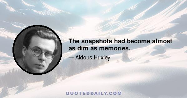 The snapshots had become almost as dim as memories.