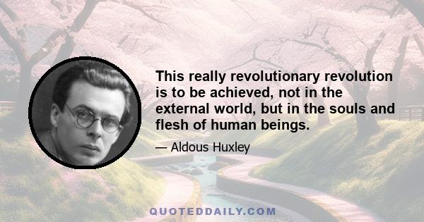 This really revolutionary revolution is to be achieved, not in the external world, but in the souls and flesh of human beings.