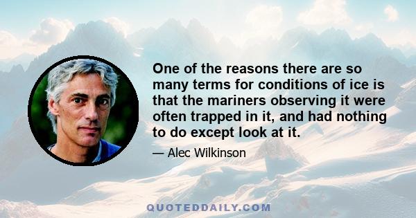 One of the reasons there are so many terms for conditions of ice is that the mariners observing it were often trapped in it, and had nothing to do except look at it.