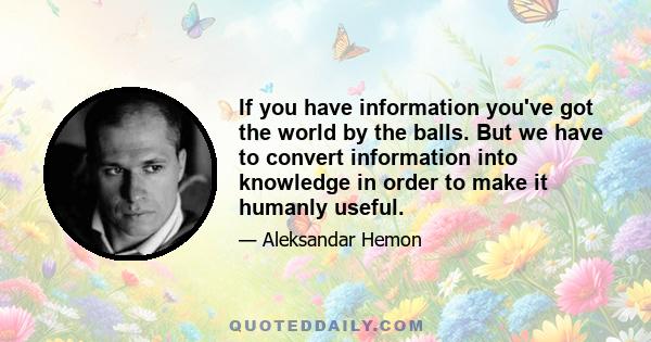 If you have information you've got the world by the balls. But we have to convert information into knowledge in order to make it humanly useful.