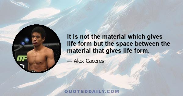 It is not the material which gives life form but the space between the material that gives life form.