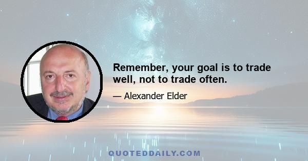 Remember, your goal is to trade well, not to trade often.