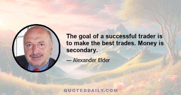 The goal of a successful trader is to make the best trades. Money is secondary.