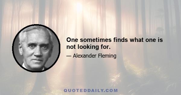 One sometimes finds what one is not looking for.