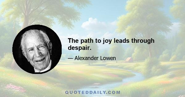 The path to joy leads through despair.