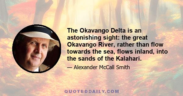 The Okavango Delta is an astonishing sight: the great Okavango River, rather than flow towards the sea, flows inland, into the sands of the Kalahari.