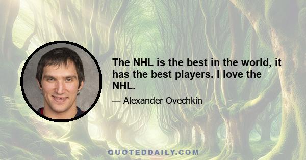 The NHL is the best in the world, it has the best players. I love the NHL.