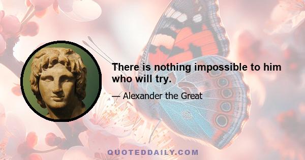 There is nothing impossible to him who will try.