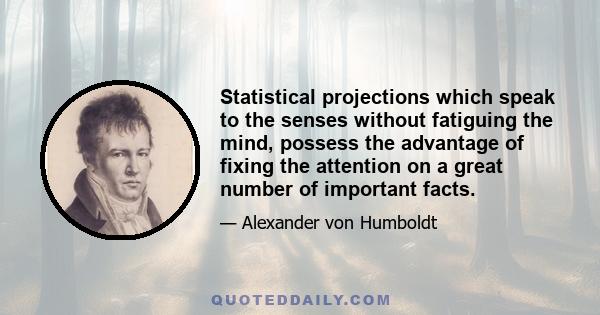 Statistical projections which speak to the senses without fatiguing the mind, possess the advantage of fixing the attention on a great number of important facts.