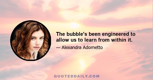 The bubble's been engineered to allow us to learn from within it.