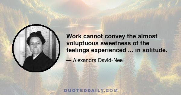 Work cannot convey the almost voluptuous sweetness of the feelings experienced ... in solitude.