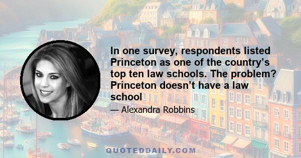 In one survey, respondents listed Princeton as one of the country’s top ten law schools. The problem? Princeton doesn’t have a law school