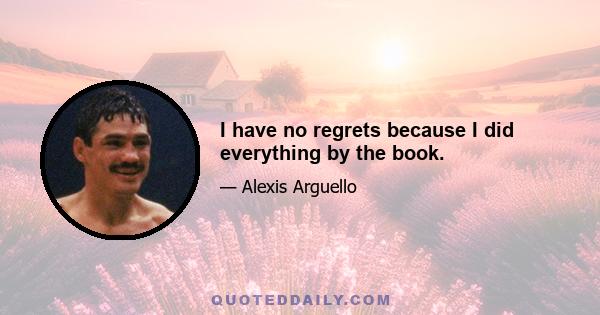 I have no regrets because I did everything by the book.