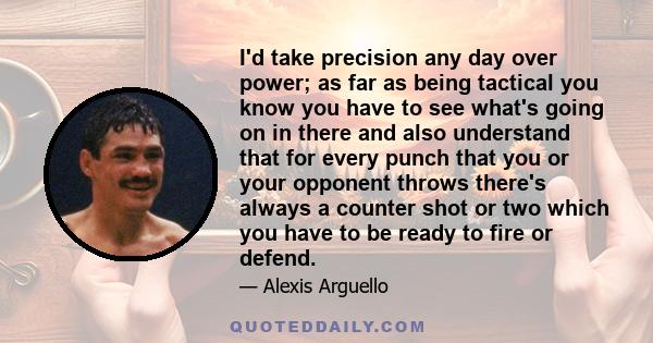 I'd take precision any day over power; as far as being tactical you know you have to see what's going on in there and also understand that for every punch that you or your opponent throws there's always a counter shot