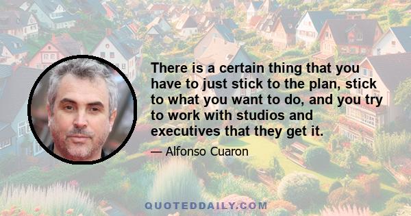 There is a certain thing that you have to just stick to the plan, stick to what you want to do, and you try to work with studios and executives that they get it.