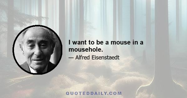 I want to be a mouse in a mousehole.