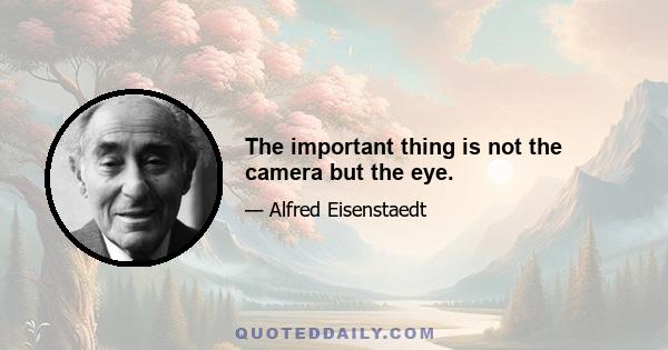 The important thing is not the camera but the eye.