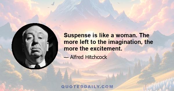 Suspense is like a woman. The more left to the imagination, the more the excitement.