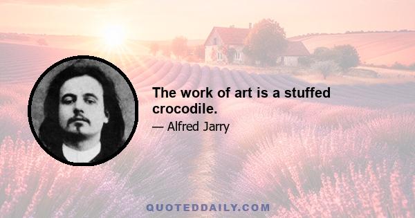 The work of art is a stuffed crocodile.