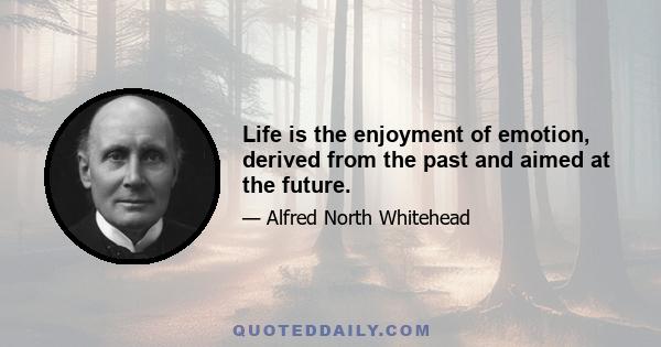 Life is the enjoyment of emotion, derived from the past and aimed at the future.