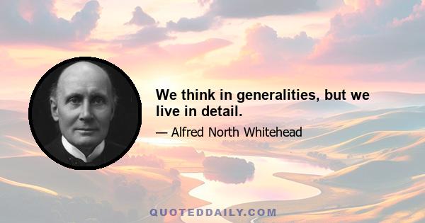 We think in generalities, but we live in detail.