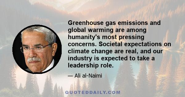 Greenhouse gas emissions and global warming are among humanity's most pressing concerns. Societal expectations on climate change are real, and our industry is expected to take a leadership role.