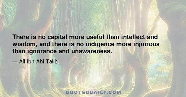 There is no capital more useful than intellect and wisdom, and there is no indigence more injurious than ignorance and unawareness.