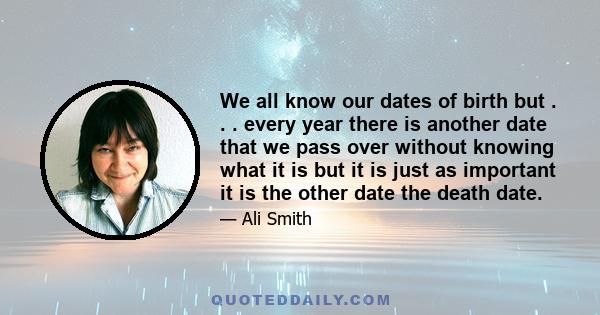 We all know our dates of birth but . . . every year there is another date that we pass over without knowing what it is but it is just as important it is the other date the death date.