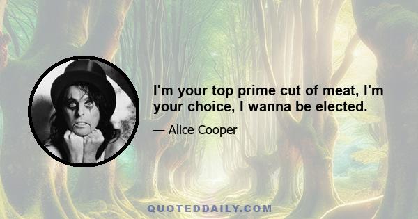 I'm your top prime cut of meat, I'm your choice, I wanna be elected.