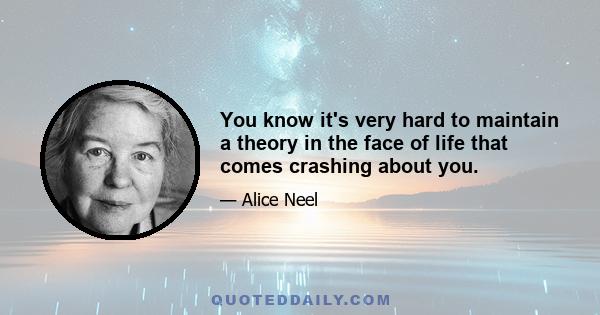 You know it's very hard to maintain a theory in the face of life that comes crashing about you.