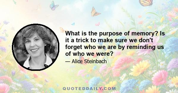 What is the purpose of memory? Is it a trick to make sure we don't forget who we are by reminding us of who we were?