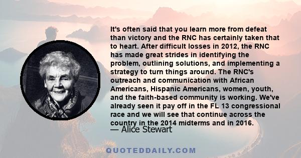 It's often said that you learn more from defeat than victory and the RNC has certainly taken that to heart. After difficult losses in 2012, the RNC has made great strides in identifying the problem, outlining solutions, 