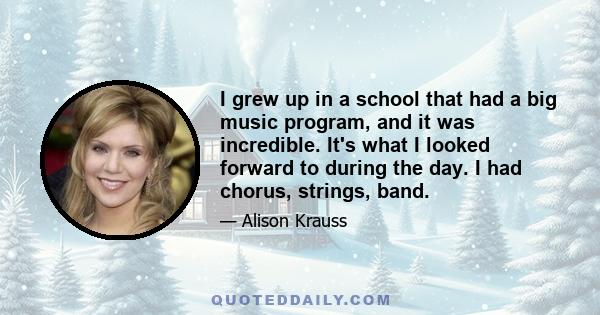 I grew up in a school that had a big music program, and it was incredible. It's what I looked forward to during the day. I had chorus, strings, band.