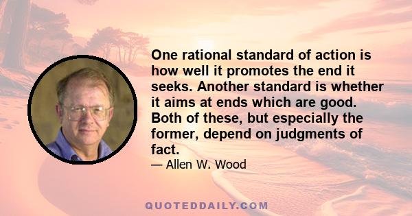 One rational standard of action is how well it promotes the end it seeks. Another standard is whether it aims at ends which are good. Both of these, but especially the former, depend on judgments of fact.