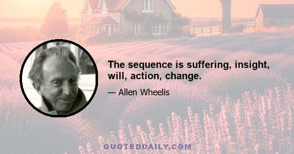 The sequence is suffering, insight, will, action, change.