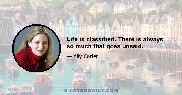 Life is classified. There is always so much that goes unsaid.