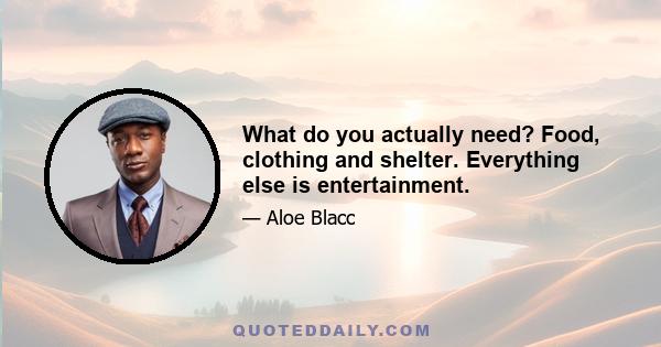 What do you actually need? Food, clothing and shelter. Everything else is entertainment.