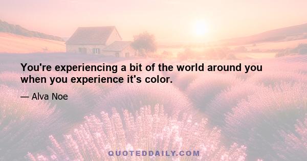 You're experiencing a bit of the world around you when you experience it's color.