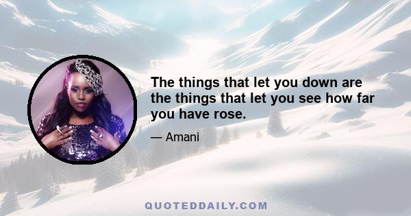 The things that let you down are the things that let you see how far you have rose.