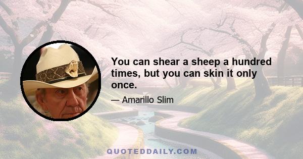 You can shear a sheep a hundred times, but you can skin it only once.