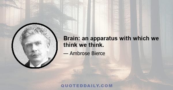 Brain: an apparatus with which we think we think.