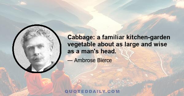 Cabbage: a familiar kitchen-garden vegetable about as large and wise as a man's head.