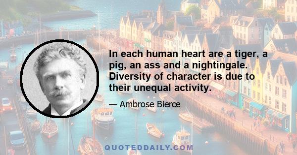 In each human heart are a tiger, a pig, an ass and a nightingale. Diversity of character is due to their unequal activity.