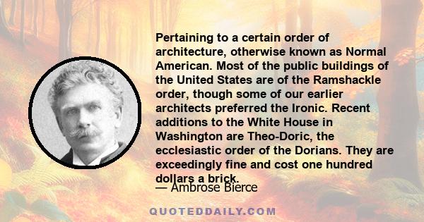 Pertaining to a certain order of architecture, otherwise known as Normal American. Most of the public buildings of the United States are of the Ramshackle order, though some of our earlier architects preferred the