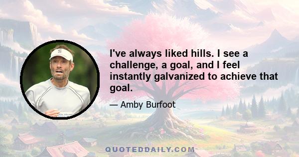 I've always liked hills. I see a challenge, a goal, and I feel instantly galvanized to achieve that goal.