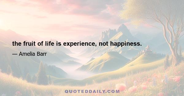 the fruit of life is experience, not happiness.