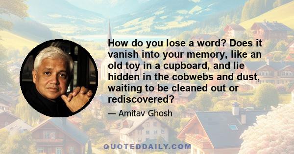 How do you lose a word? Does it vanish into your memory, like an old toy in a cupboard, and lie hidden in the cobwebs and dust, waiting to be cleaned out or rediscovered?