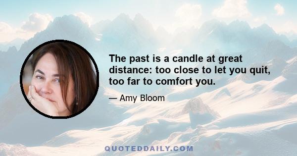 The past is a candle at great distance: too close to let you quit, too far to comfort you.